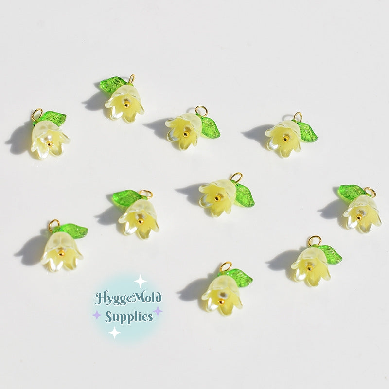 10 pc Lily of the Valley Flower Charm Color of your choice