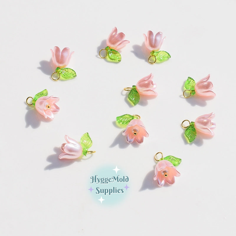 10 pc Lily of the Valley Flower Charm Color of your choice