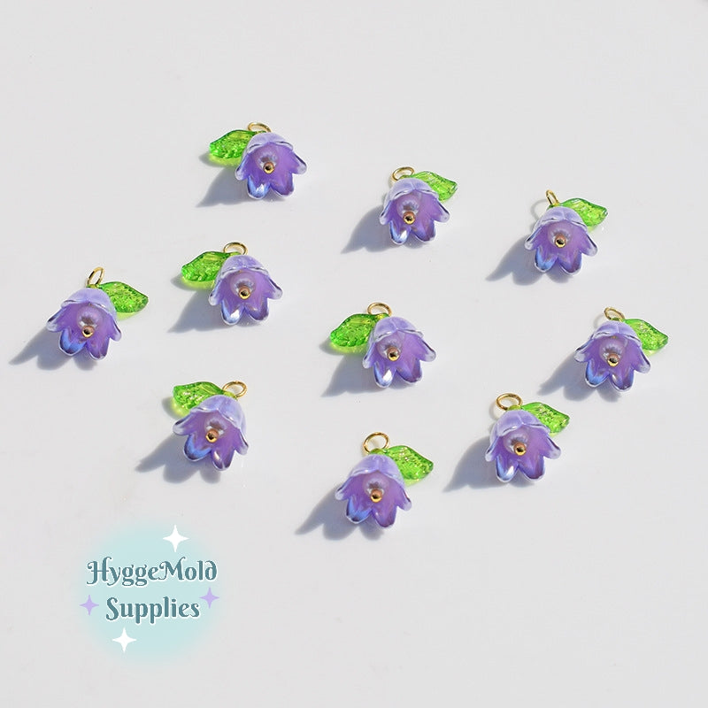 10 pc Lily of the Valley Flower Charm Color of your choice