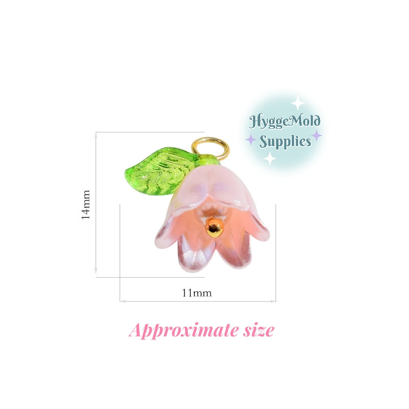 10 pc Lily of the Valley Flower Charm Color of your choice