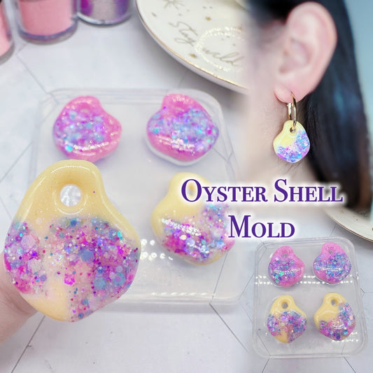 organic shape oyster shell hoop earring mold for resin jewellery clear silicone mold