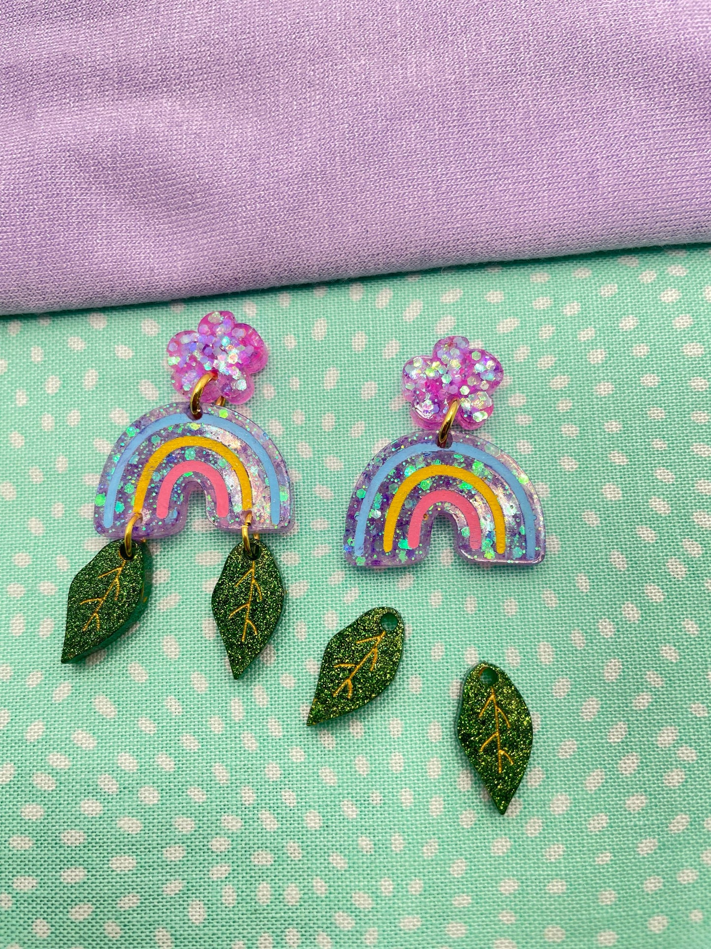 Medium-small Botanical Rainbow Dangle Earring Mold