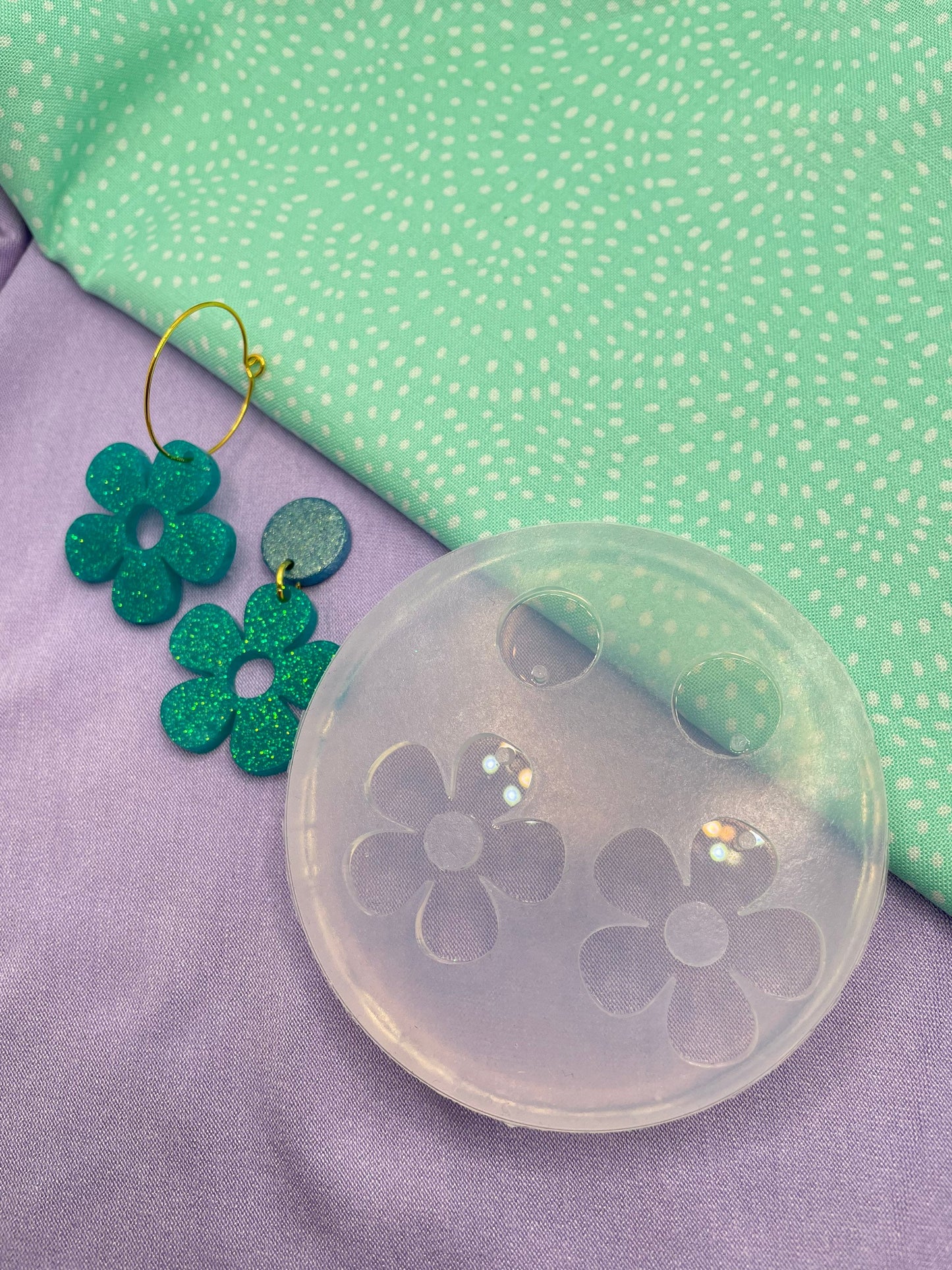 Cute five-petal Flower dangle drop earring mold