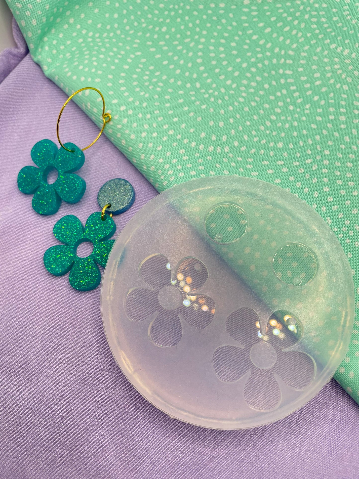 Cute five-petal Flower dangle drop earring mold