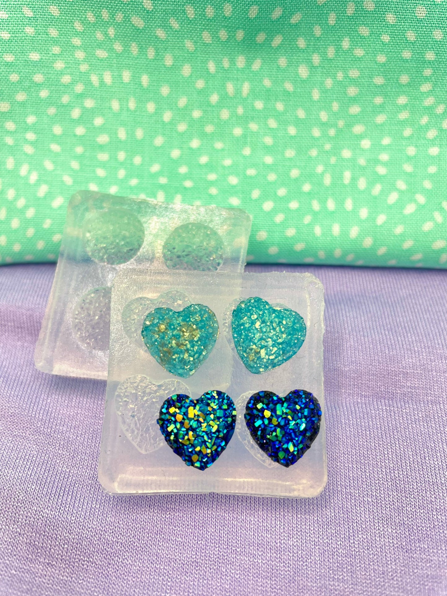 Mini Druzy Heart Stud Earring Mold