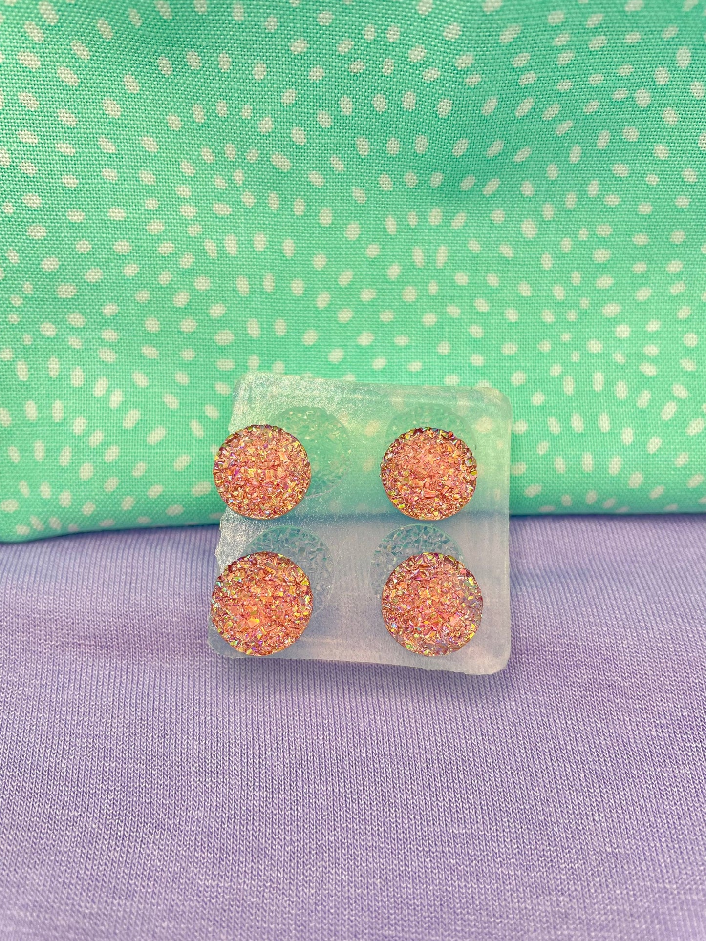 Mini 1.2 cm round druzy stud earring mold