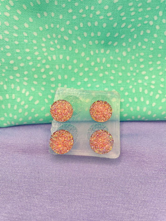 Mini 1.2 cm round druzy stud earring mold