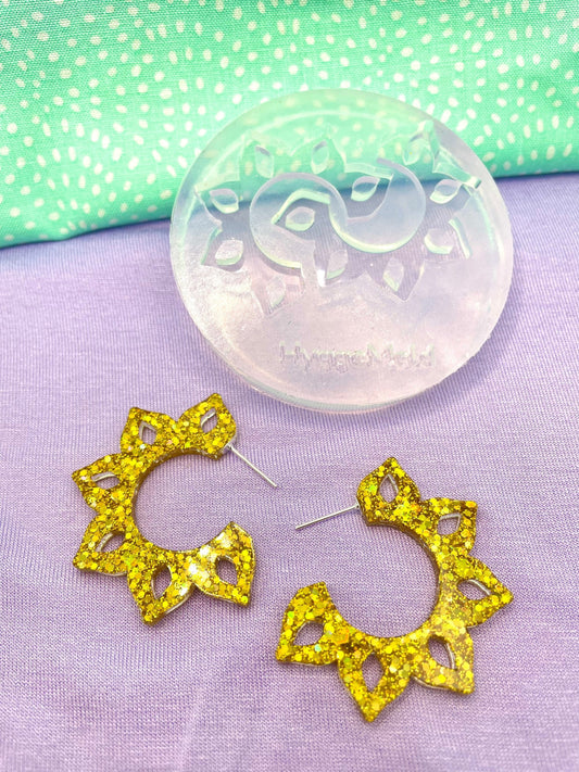 4mm thick Sun hoop Earring Mold Flower Shape Sun Celestial