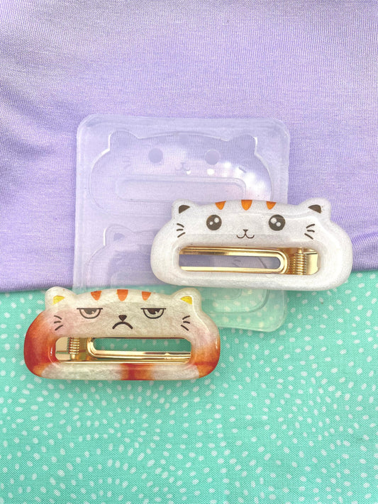 Happy Sweet Grumpy Cat Barrettes Hair Clip Mold Set