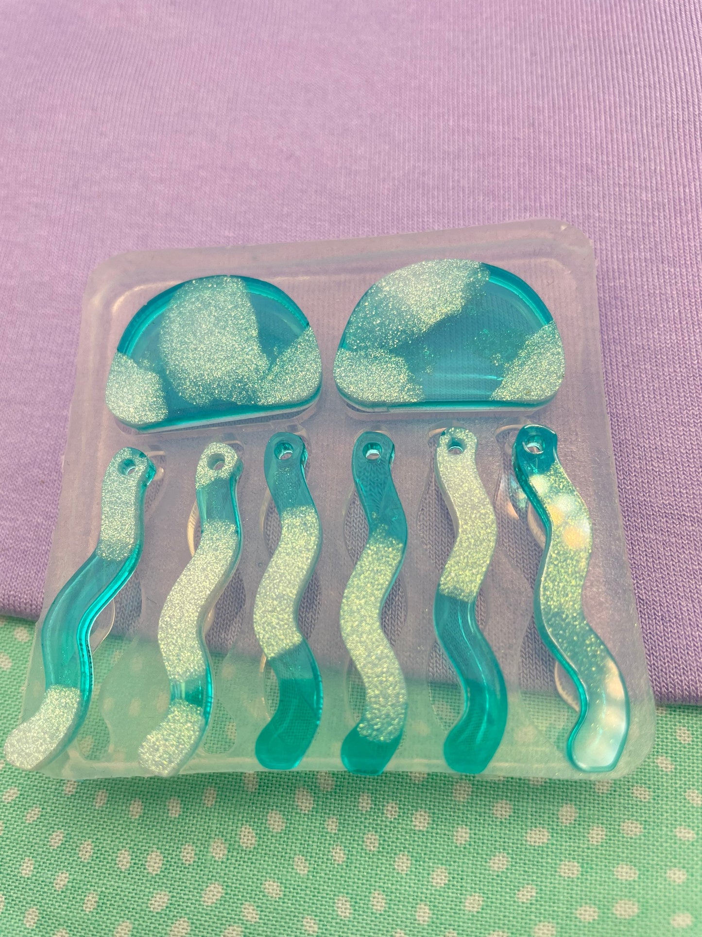 Abstract Jellyfish Waterman Dangly two-level Earring Mold