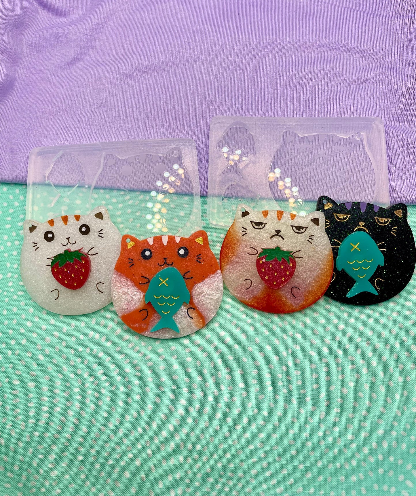 Cute Chubby Cat Keychain Set Silicone Mold