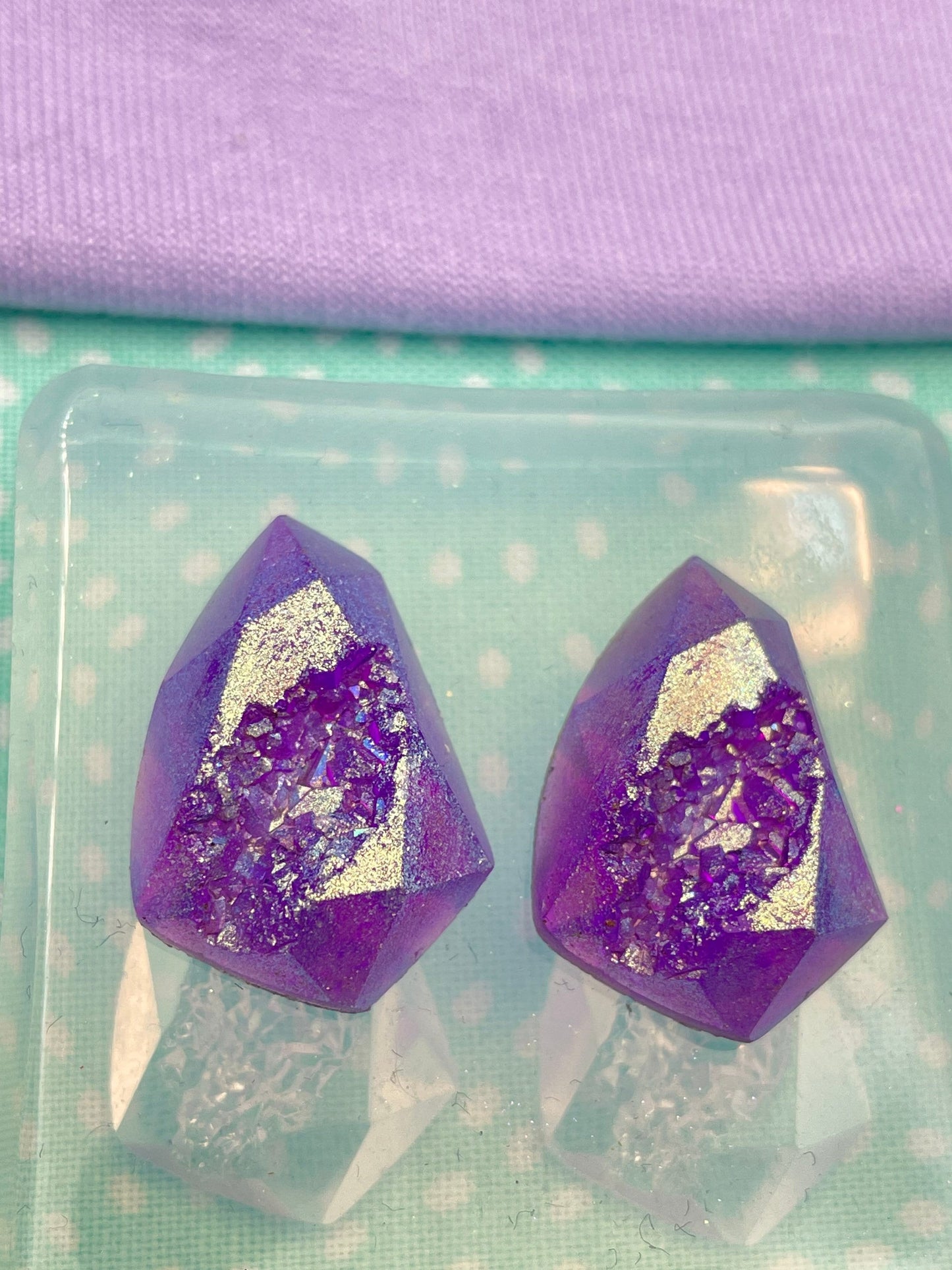 Multi-faceted Druzy Imitation Crystal effect Earring Mold