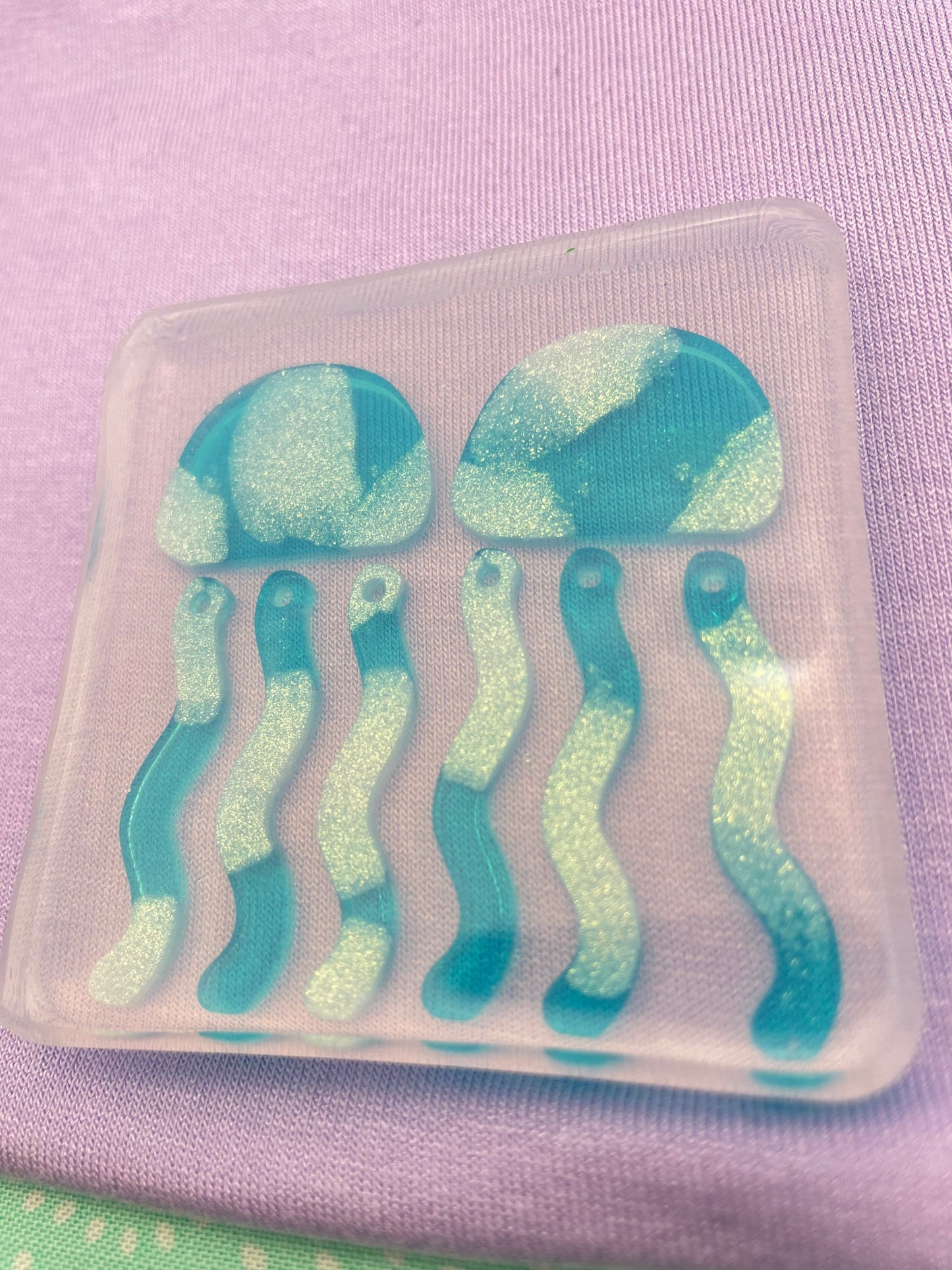 Abstract Jellyfish Waterman Dangly two-level Earring Mold