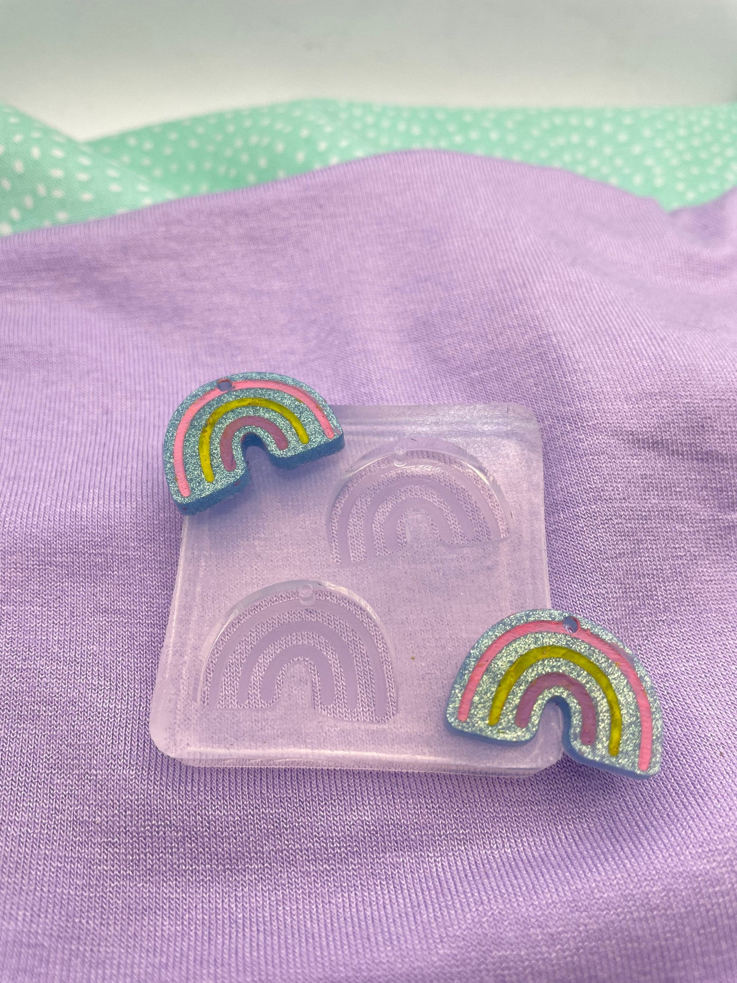 Small rainbow dangle earring mold