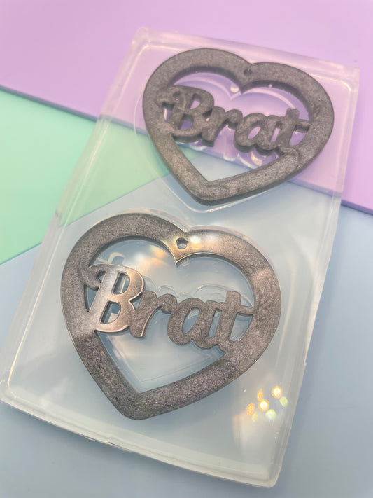 5cm Brat Heart Slogan Dangle earring mold