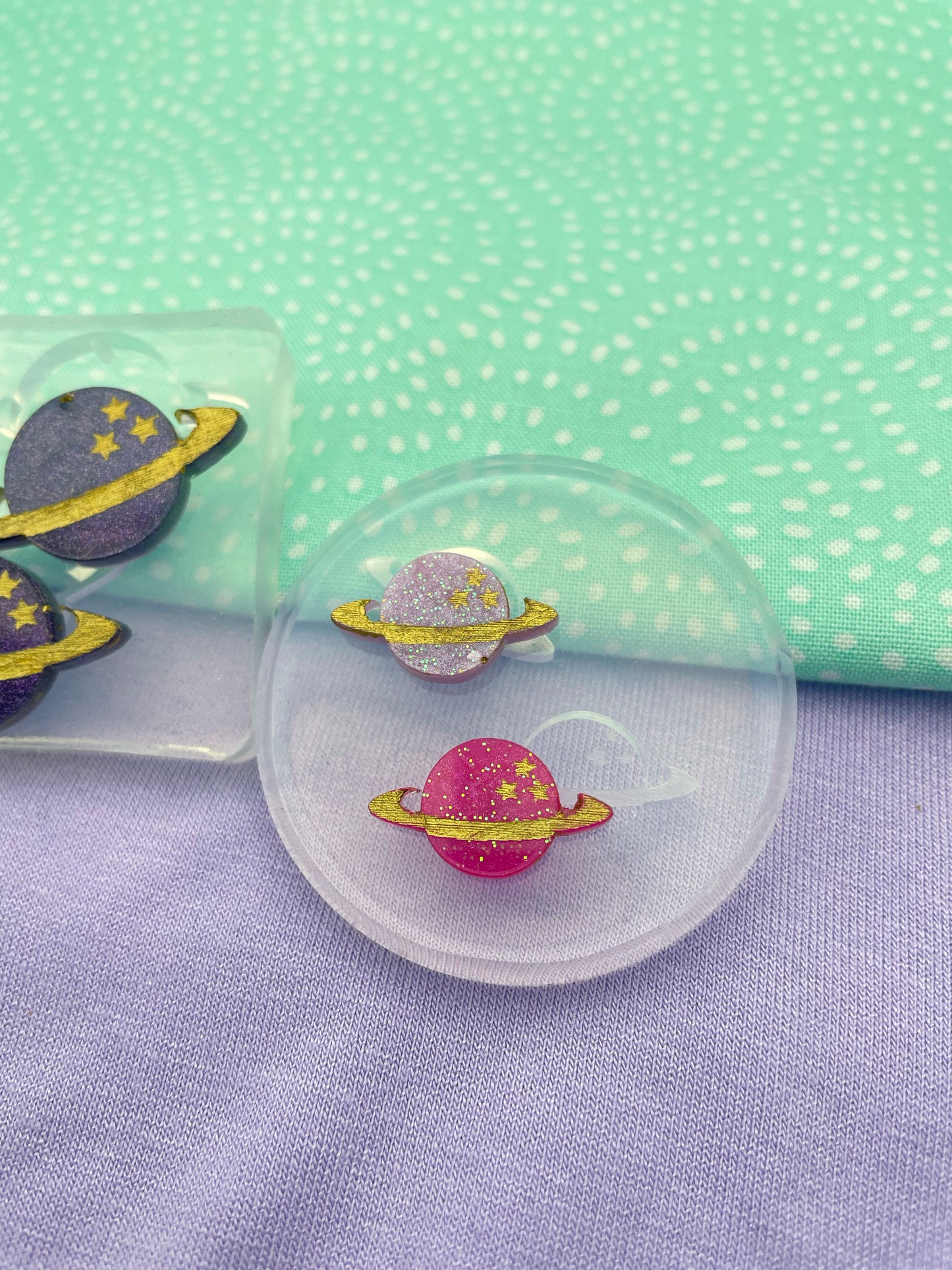 Mini Saturn Planet Stud earring mold space travel