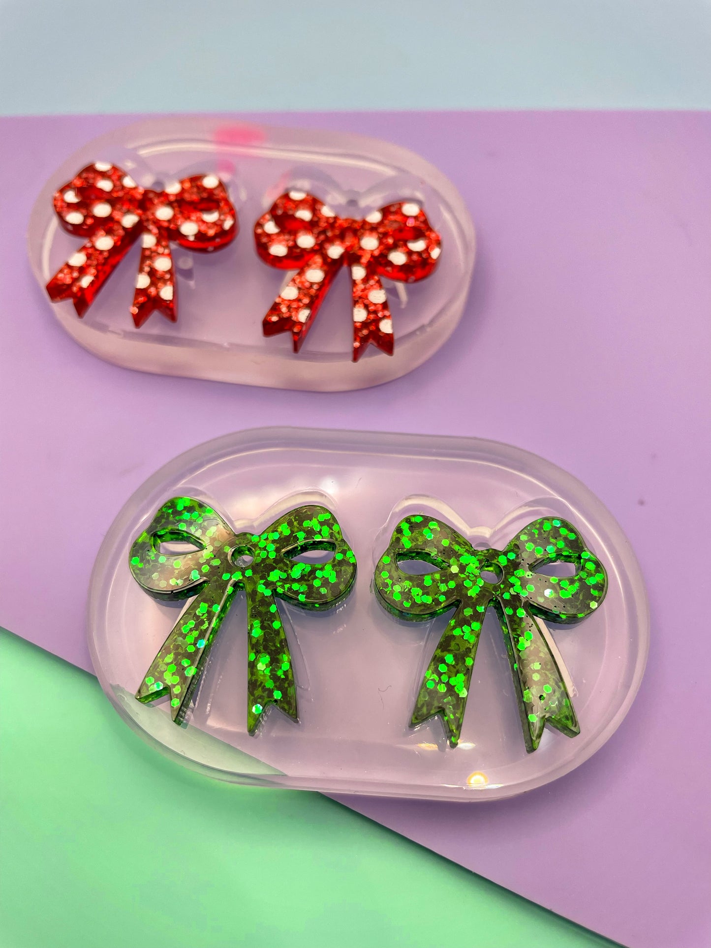 2.5 cm Ribbon bow dangle earring mold