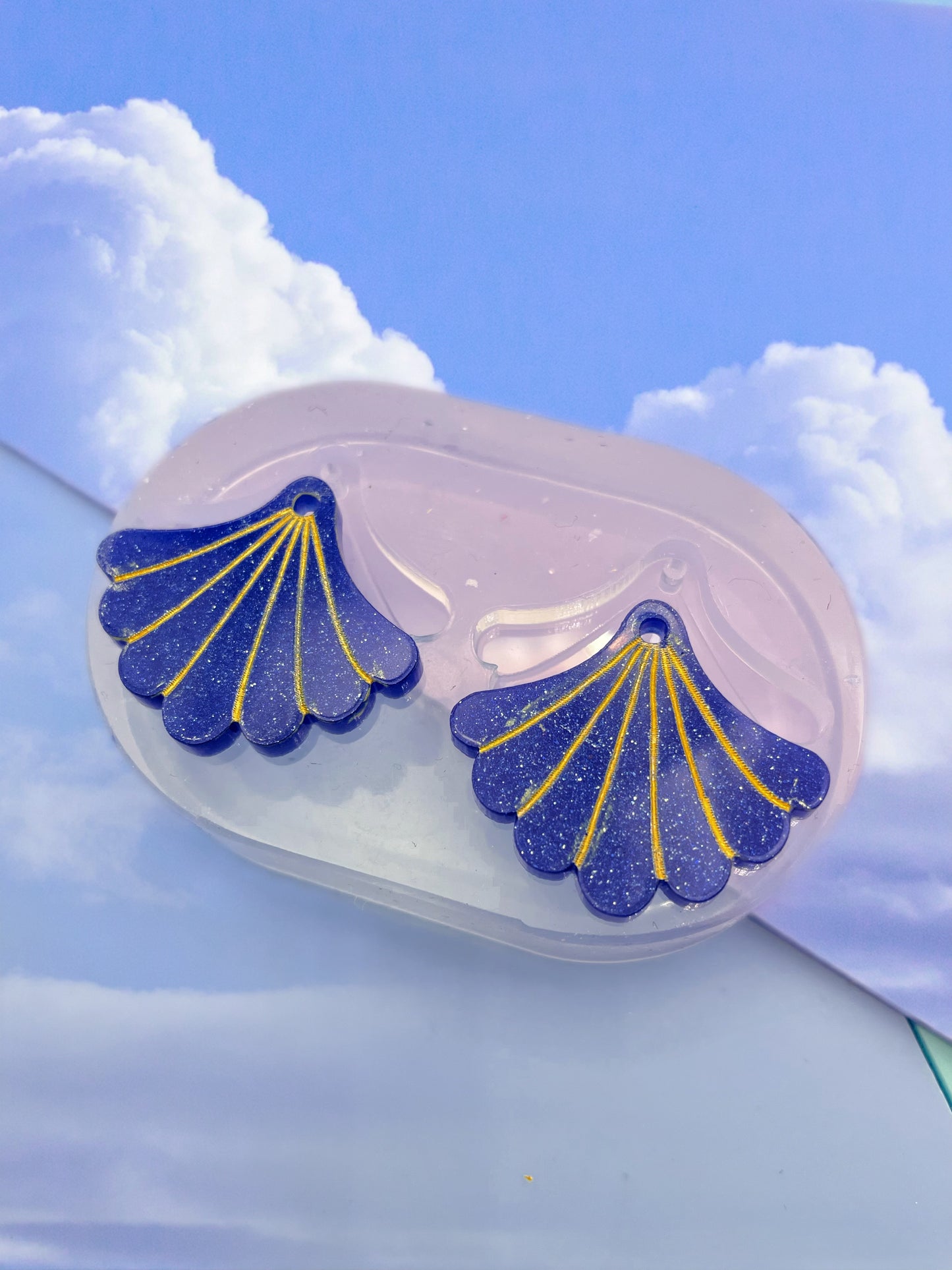2.7cm Art Deco Shell Dangle Earring Mold