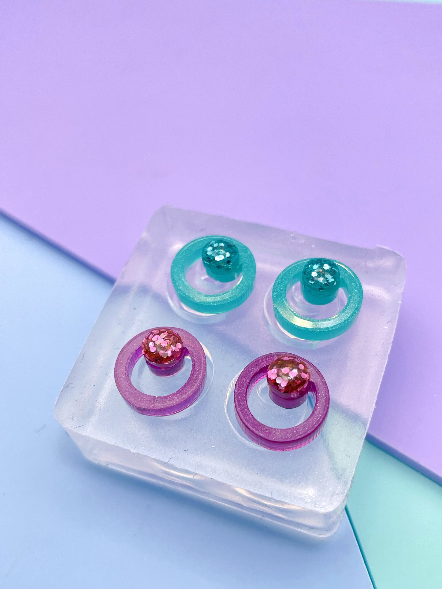 Mini Round Gem Nesting Circle Stud Earring Mold