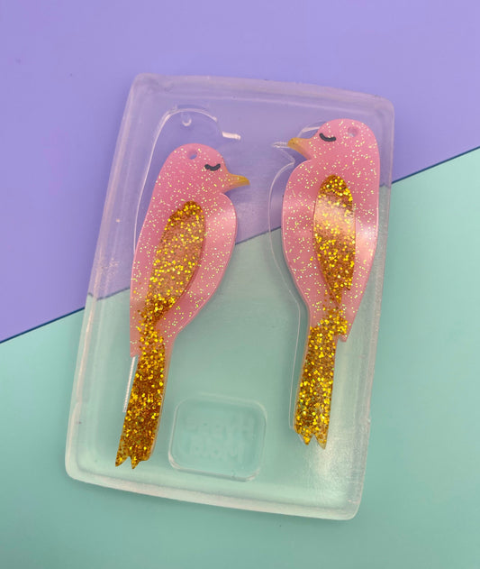 Medium Layered Sleeping Bird Dangle earring Mold