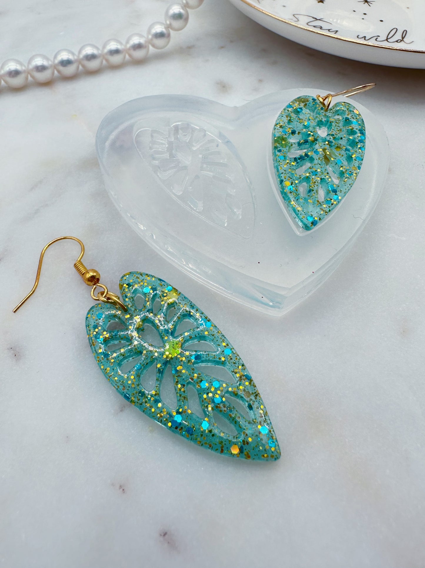 Beautiful 3.8 cm Heart-shaped Leaf Dangle Earring mold