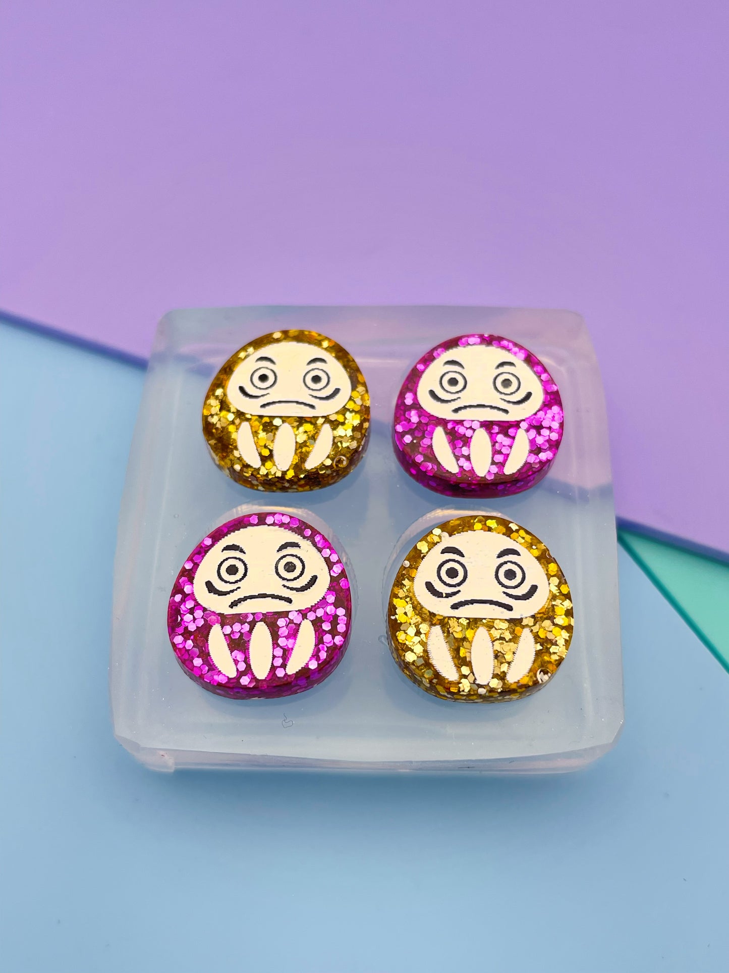 Mini Japanese Daruma Doll Stud Earring Mold