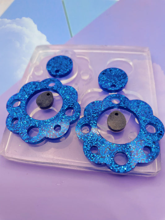4 cm Moroccan Flower Hoop Dangly Earring Mold