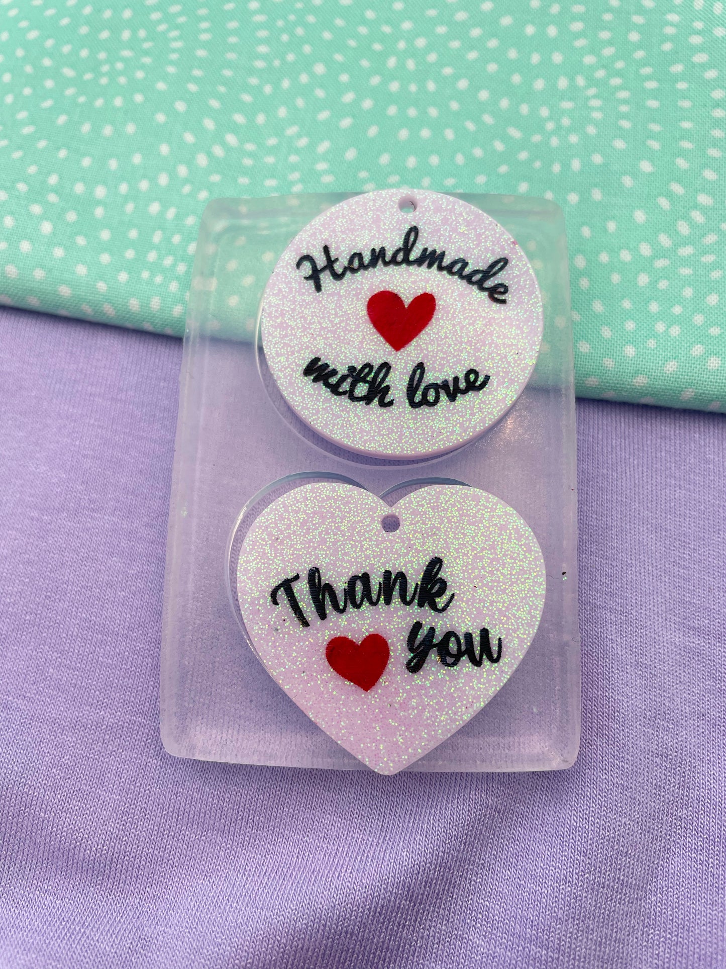 Thank you Handmade with Love tag keychain charm mold