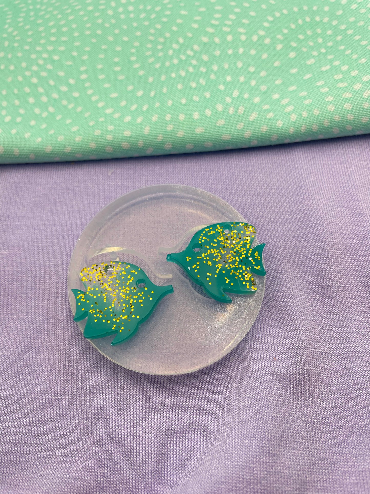 Small Kissing fish dangle earring mold ocean