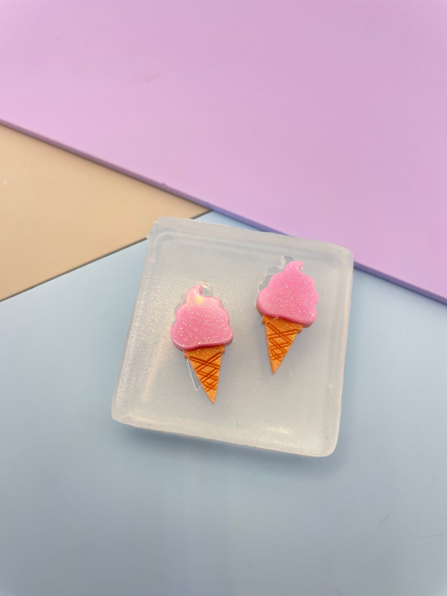 Mini Soft Ice Cream Cone Stud Earring Mold