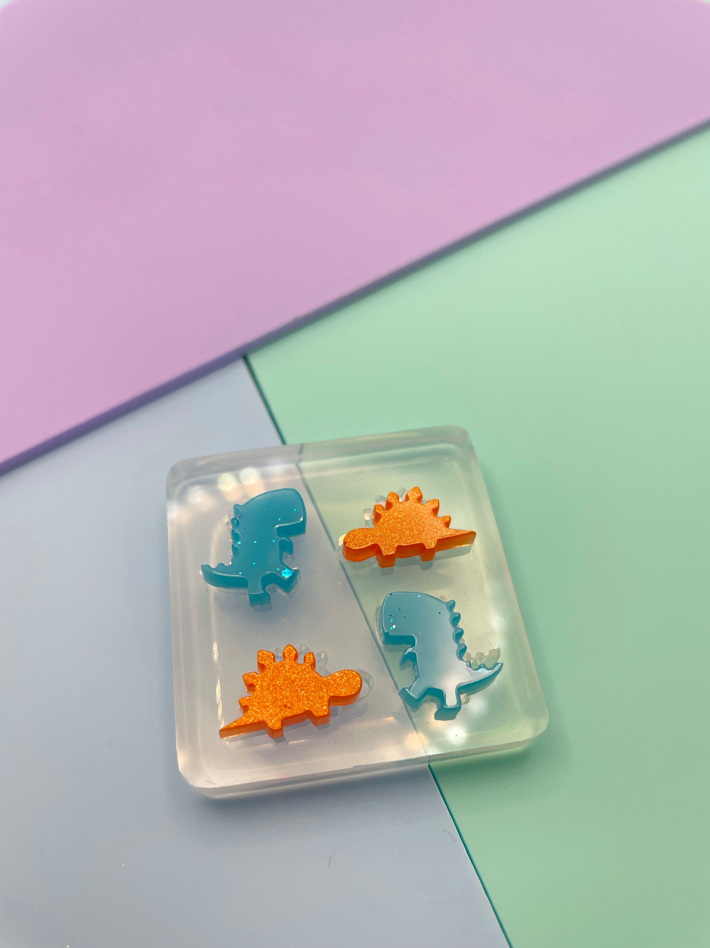 Mini Dino Stud Earring Mold Stegosaurus & Tyrannosaurus T-rex