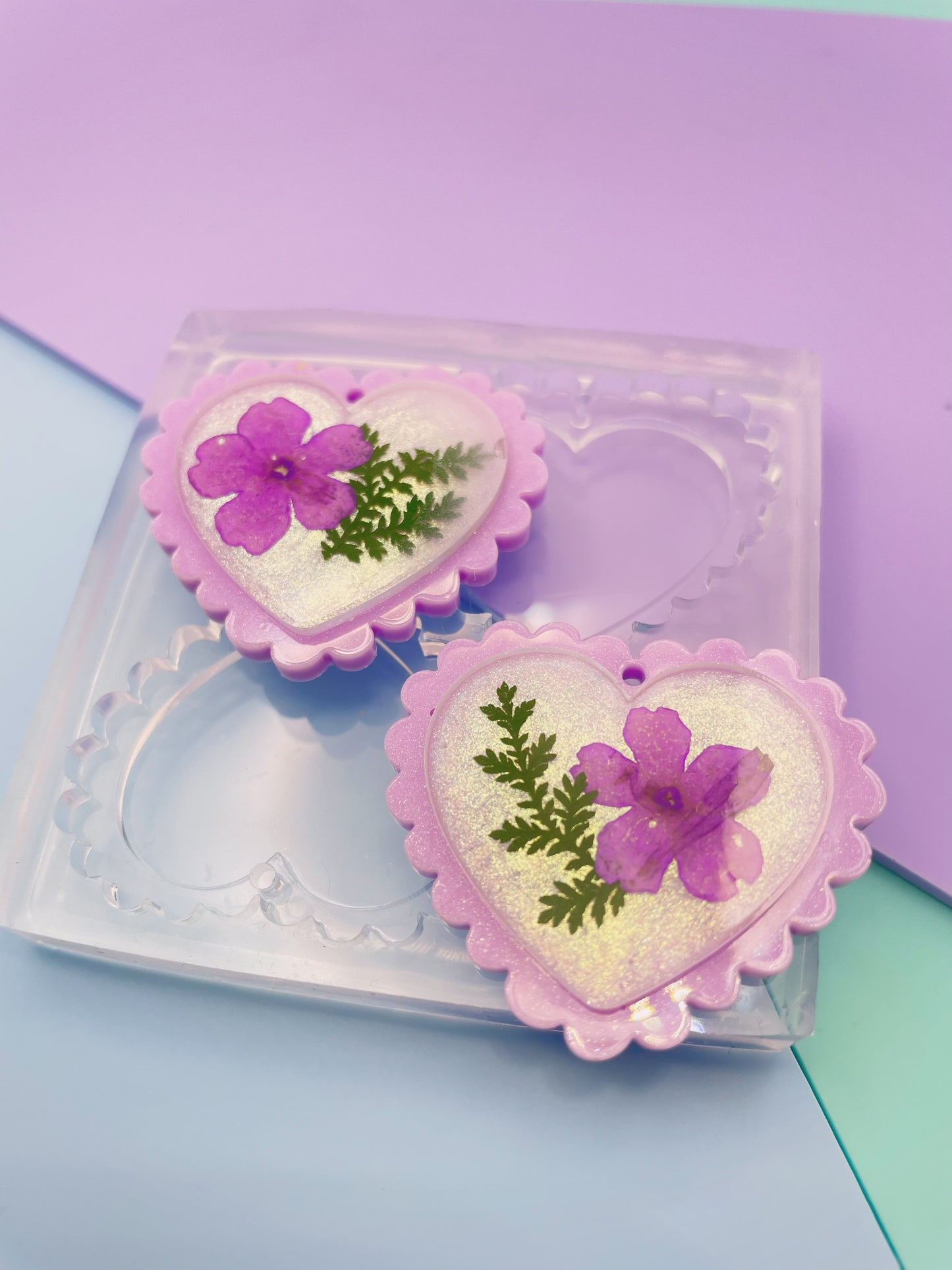 Frilly Heart Dangle Earring Mold