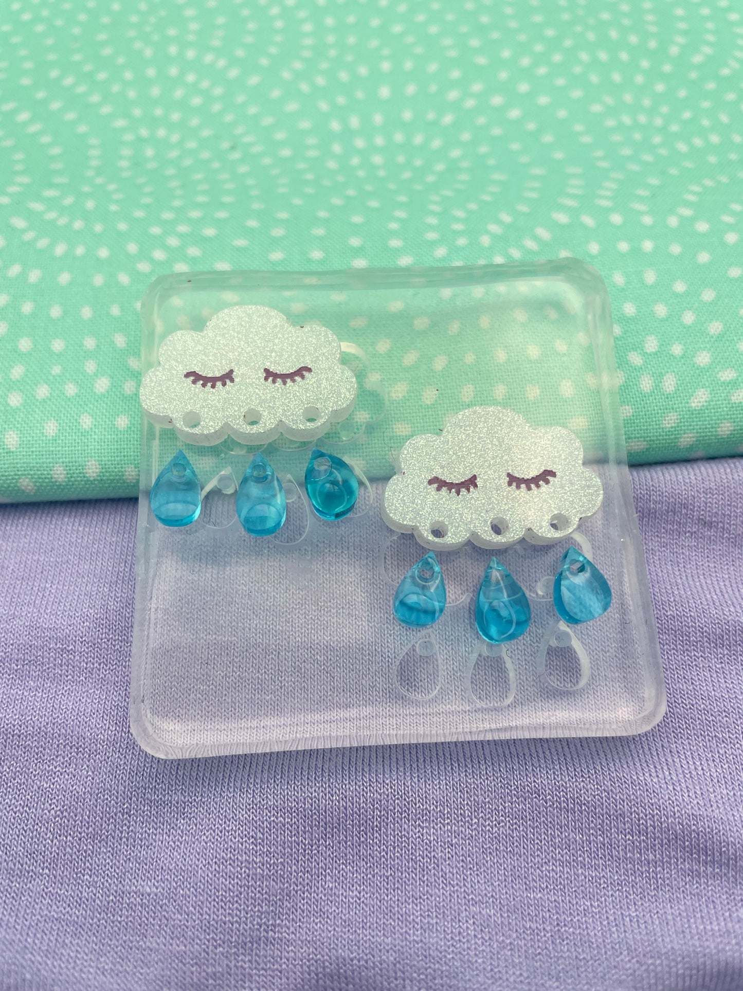 Small Rainy Cloud Dangle Earring Stud Mold