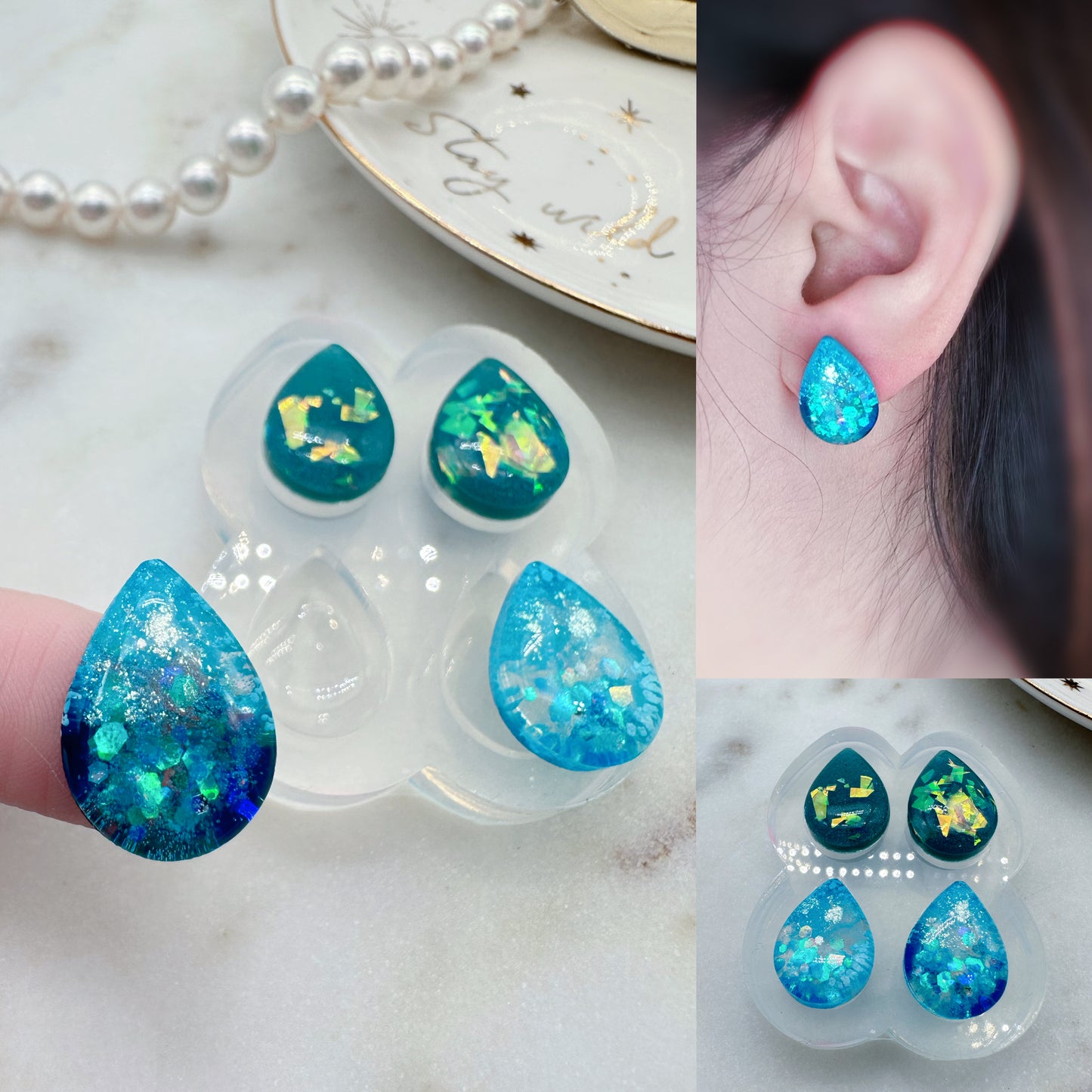2023 Resized Predomed Water Drop Shape Stud Earring Mold