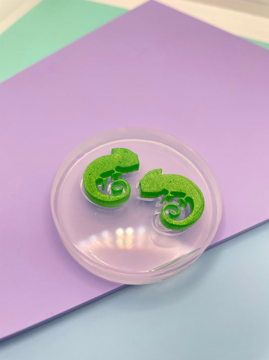 1.7 cm Chameleon Reptile Lizard Gecko Stud Earring Mold Silicone Mould