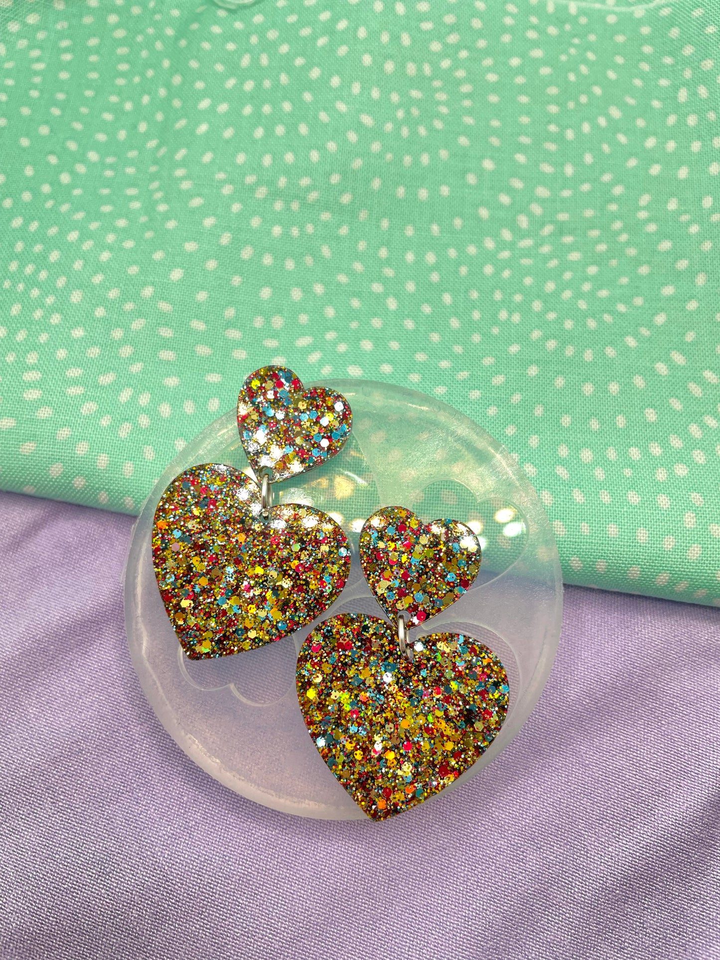 Double Heart Dangle Earring Mold