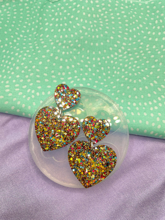 Double Heart Dangle Earring Mold