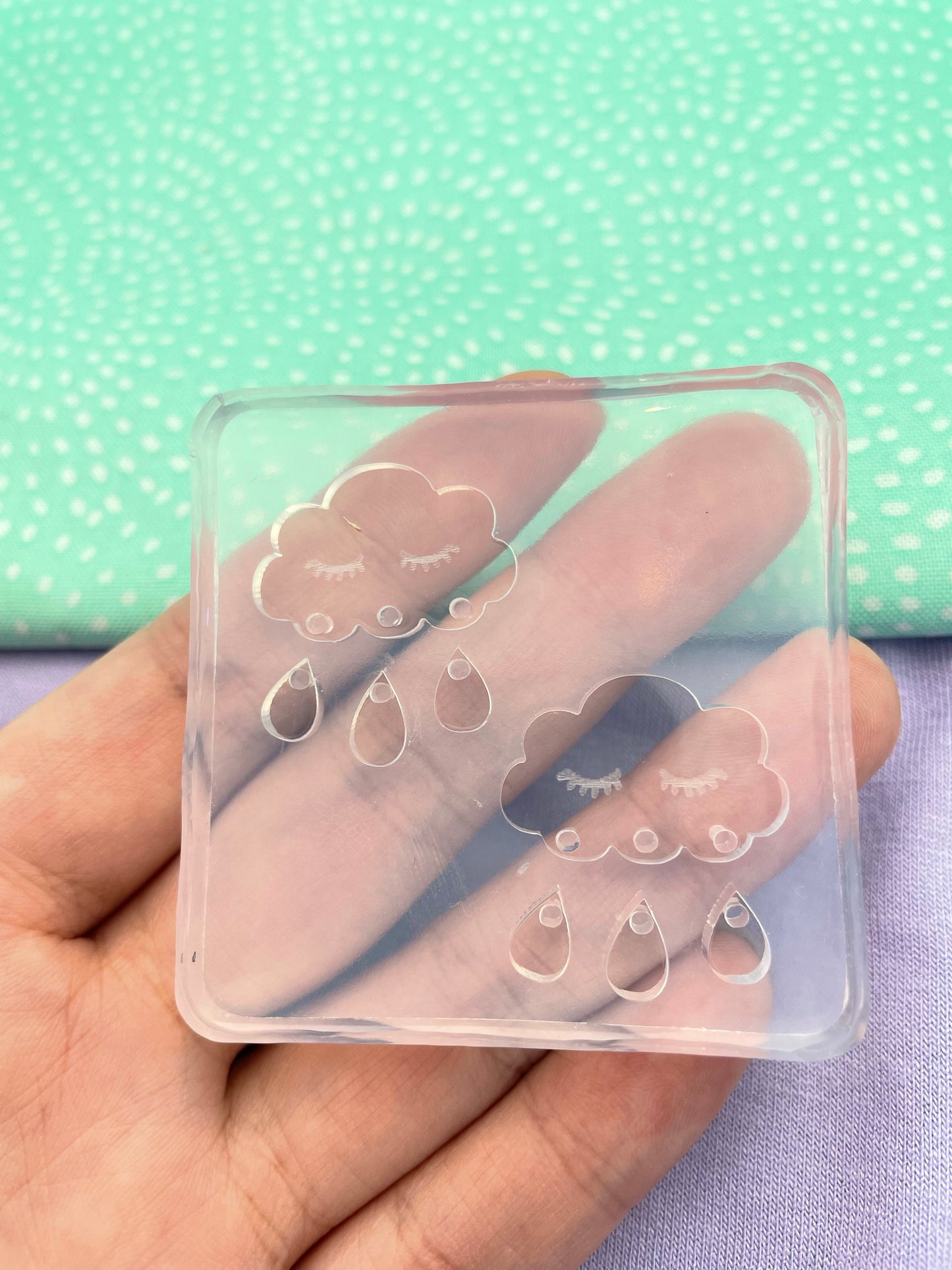 Small Rainy Cloud Dangle Earring Stud Mold