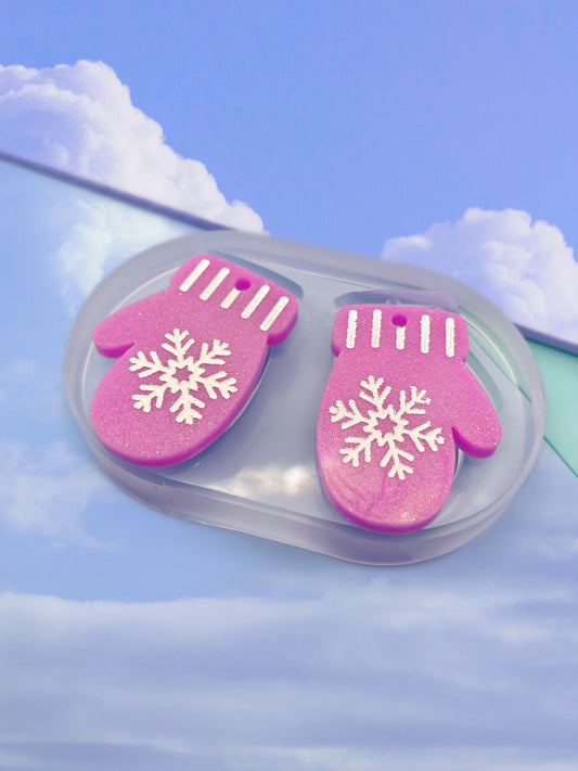 Small Snowflake Mitten Dangle Earring Mold