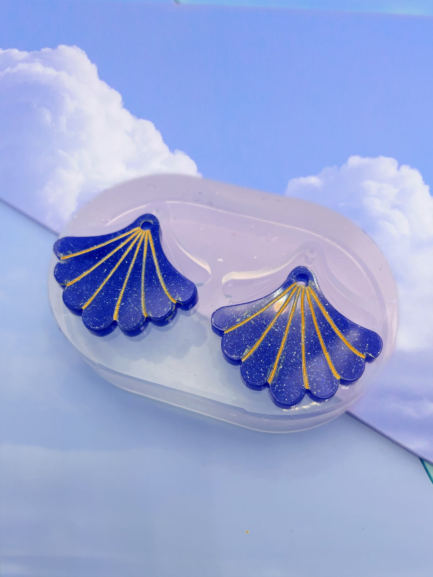 2.7cm Art Deco Shell Dangle Earring Mold