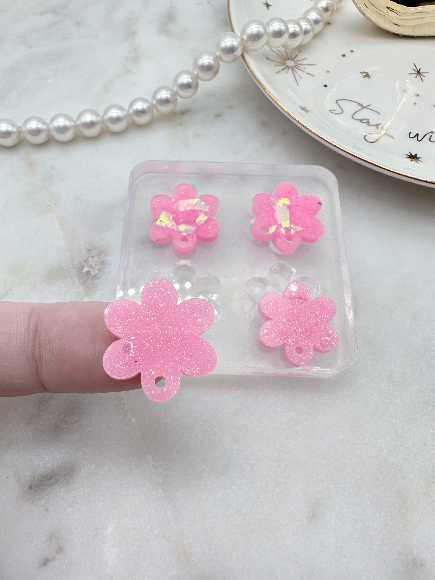 Predrilled Flower Earring Stud Topper Mold