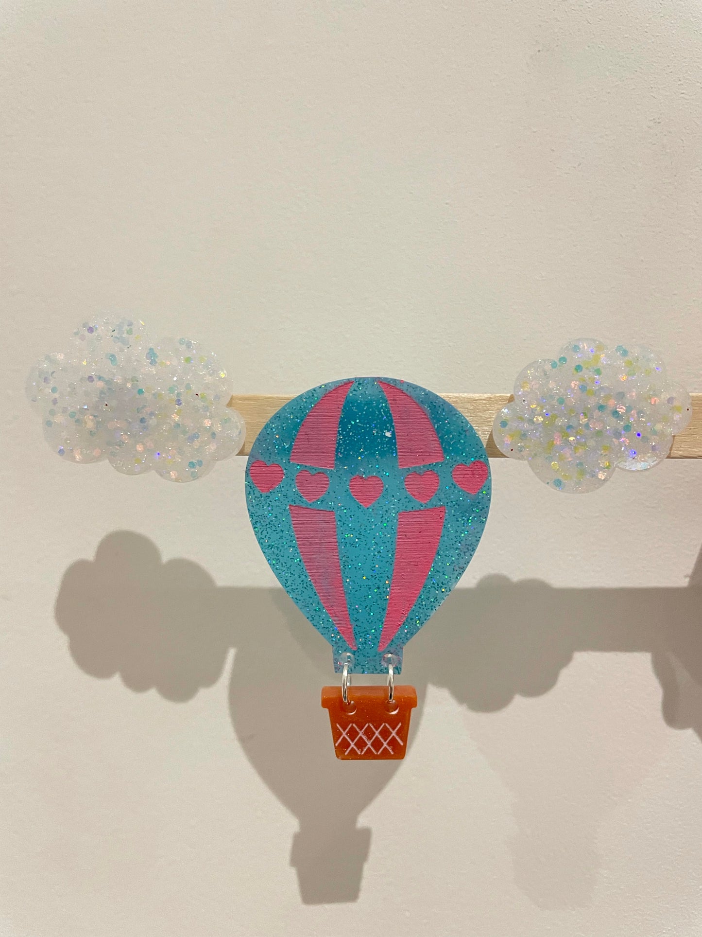Large Hot Air Balloon with clouds Link necklace brooch Pendant mold
