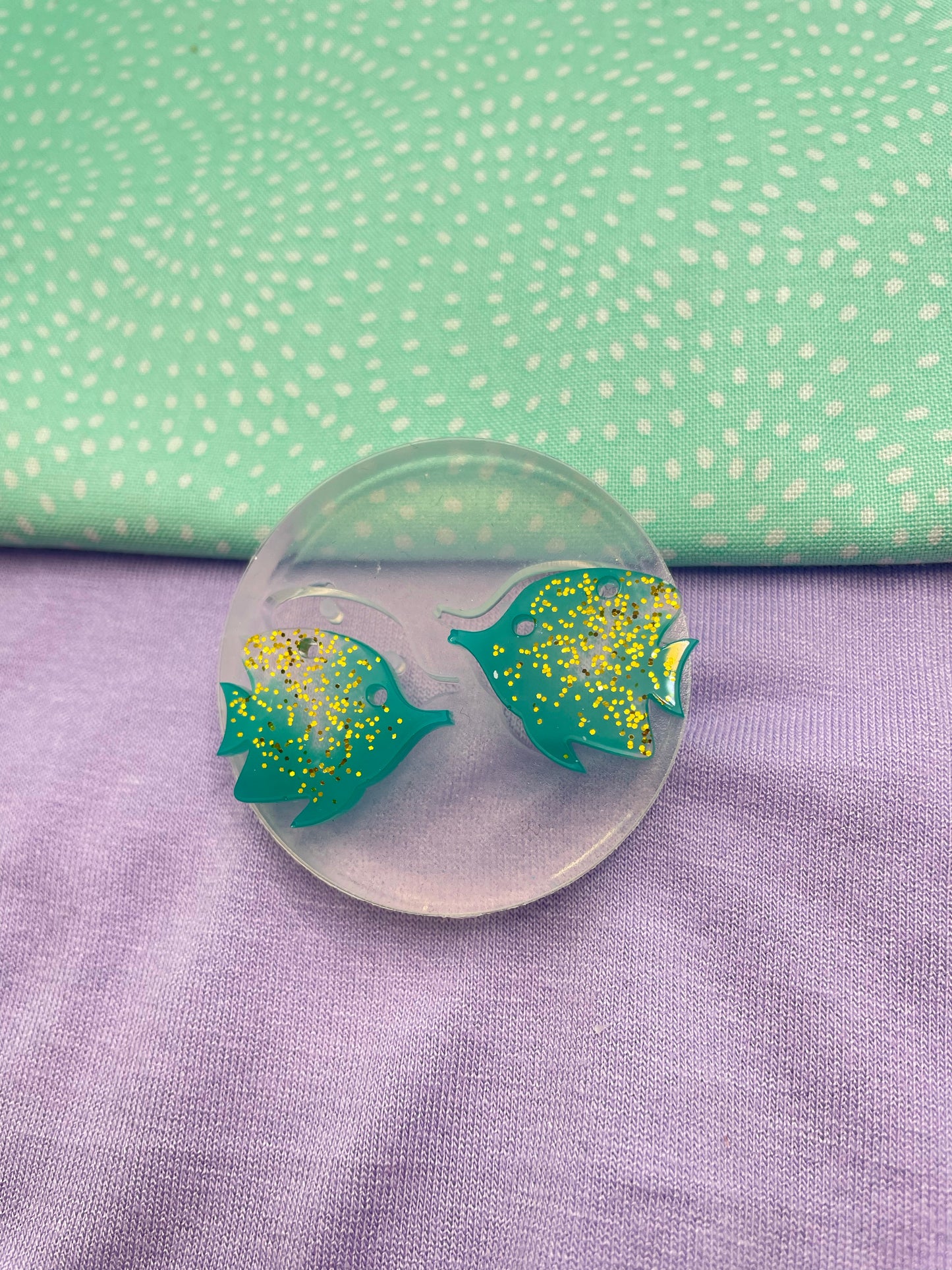 Small Kissing fish dangle earring mold ocean