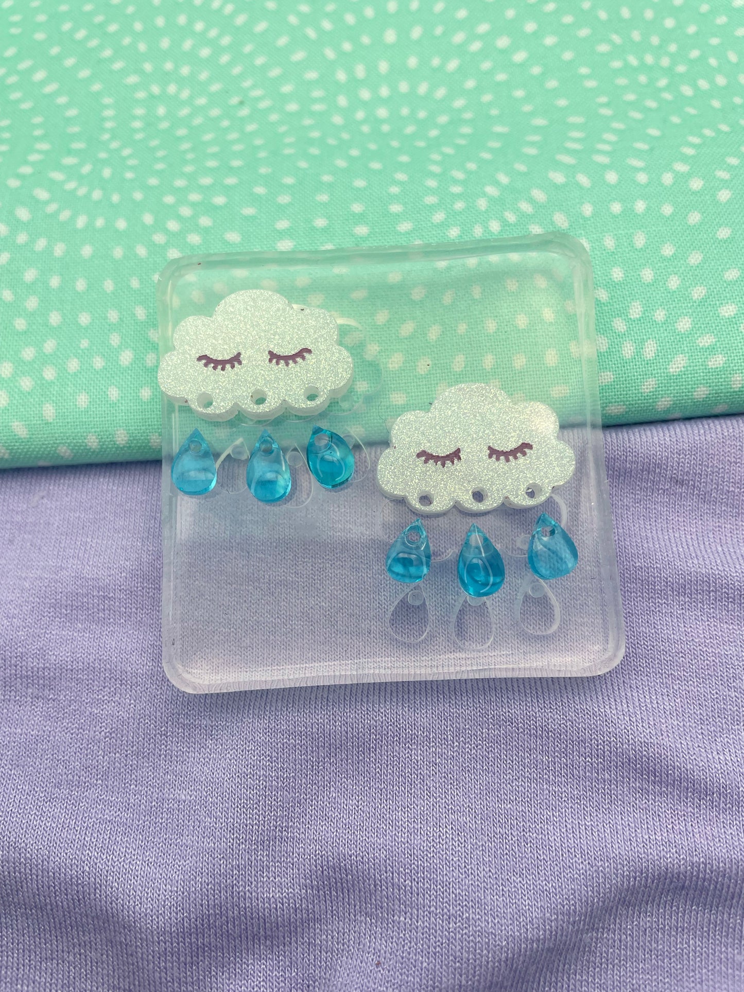 Small Rainy Cloud Dangle Earring Stud Mold