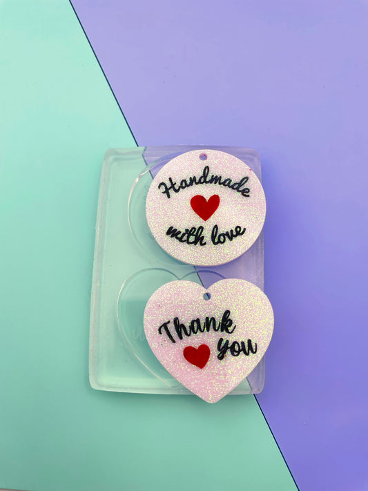Thank you Handmade with Love tag keychain charm mold