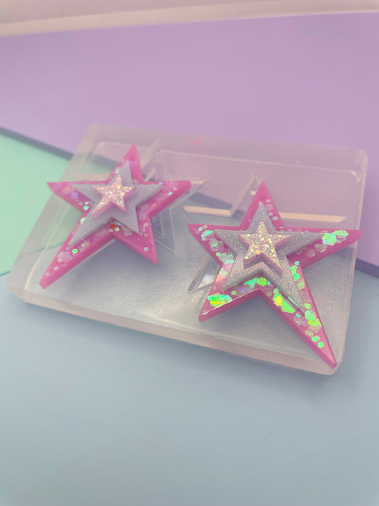 4cm layered Star Dangle Earring Mold Asymmetric shape