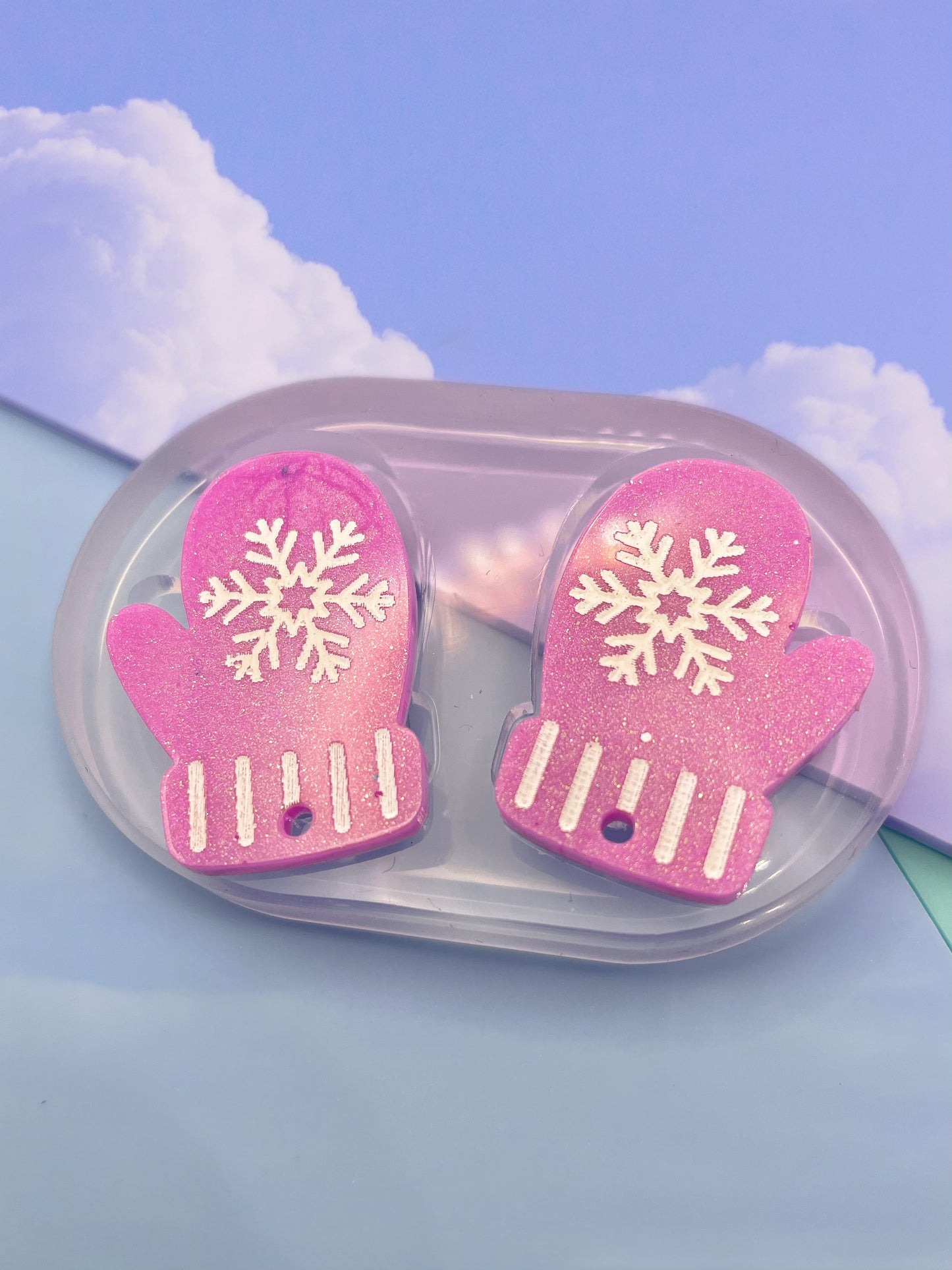 Small Snowflake Mitten Dangle Earring Mold