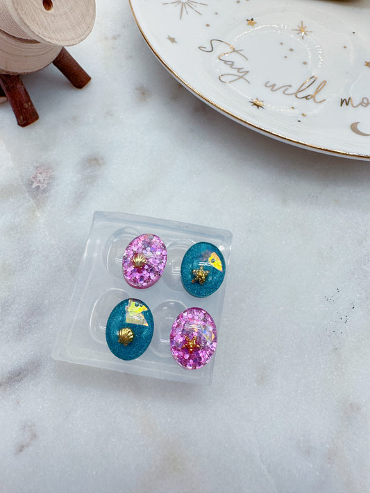 Mini pre domed 1.1 cm oval Shape Stud Earring Mold