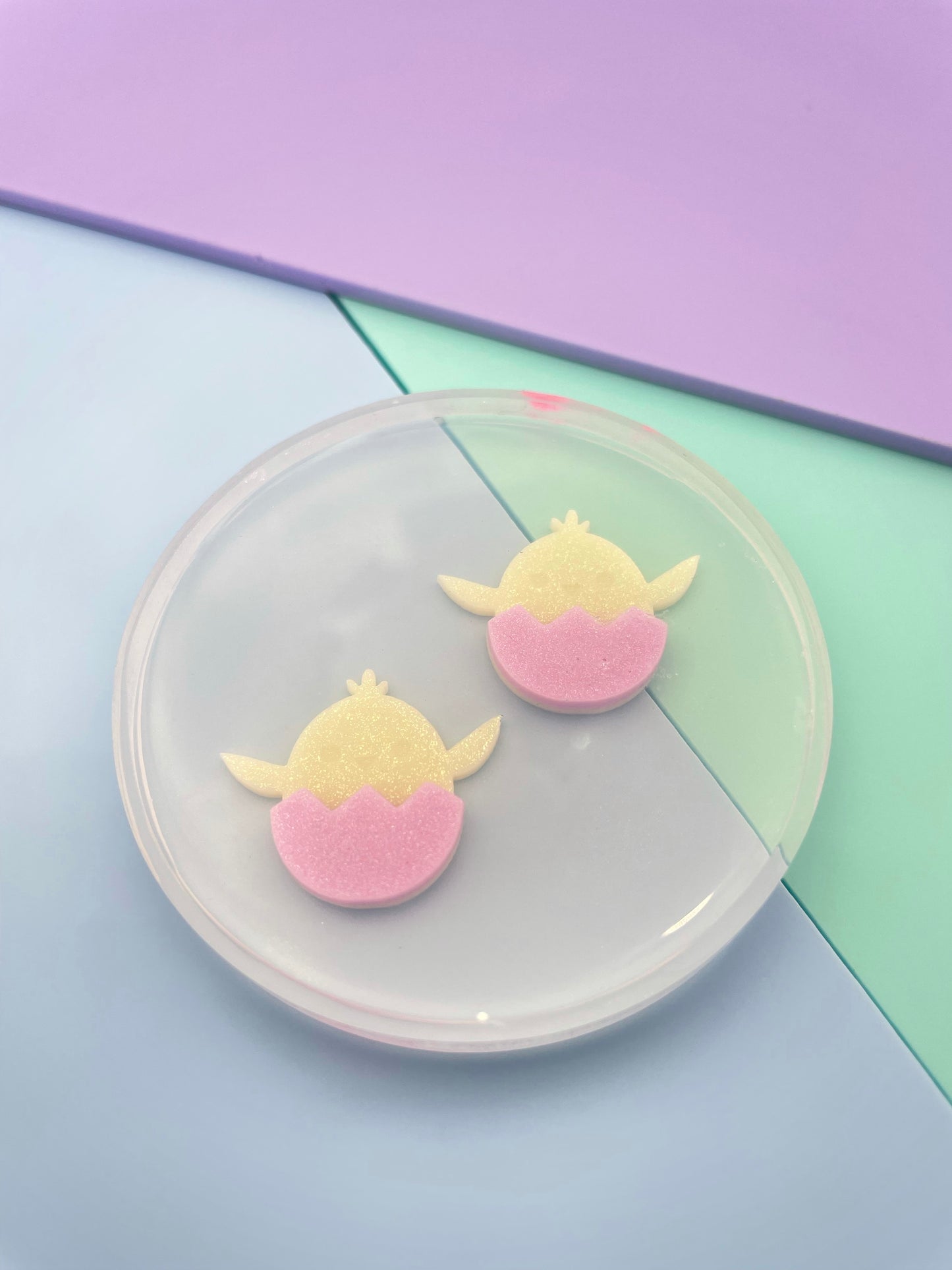 Small Easter Chick Born in Egg Stud Earring Mold