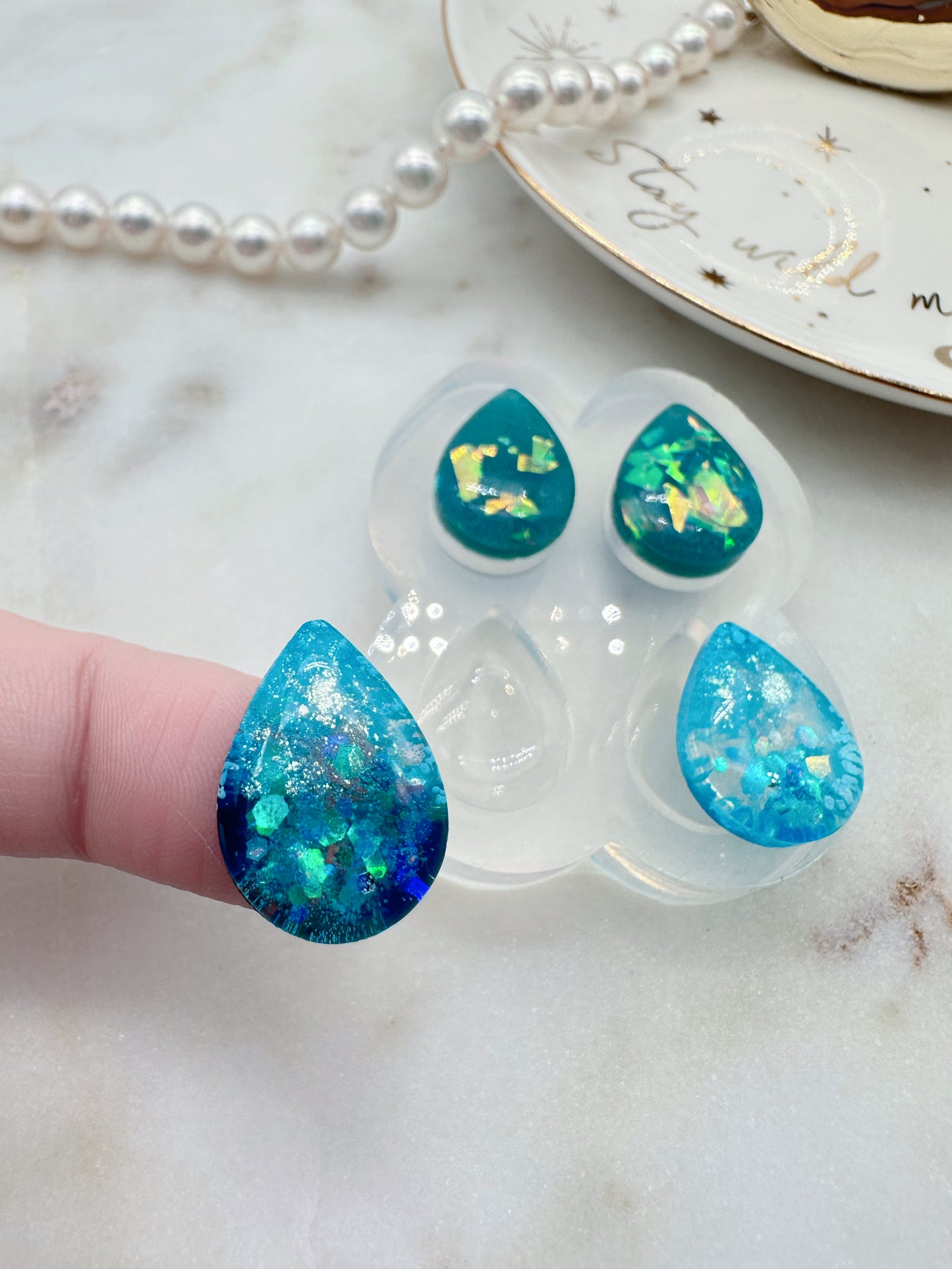 2023 Resized Predomed Water Drop Shape Stud Earring Mold